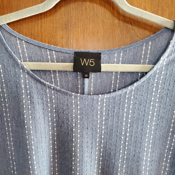 EC W5 Women's 1X Blue Stripped Top - Picture 2 of 4